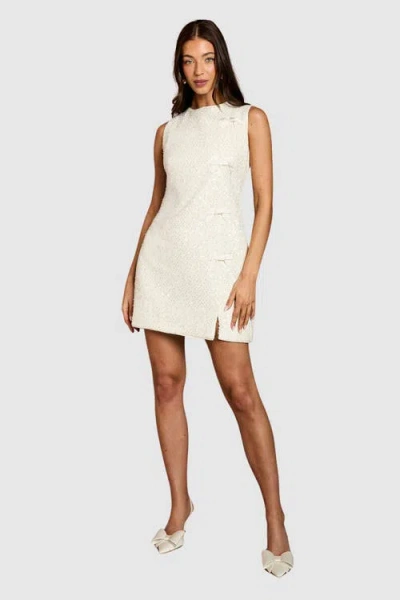Coast Sequin Bow Detail Mini Shift Dress In Neutral