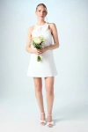 Coast Sequin Bow Shift Bridal Mini Dress In White