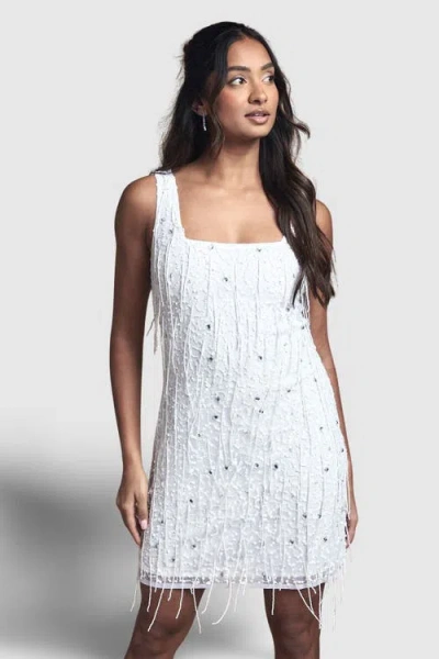 Coast Sequin Fringe Bridal Mini Dress In Neutral