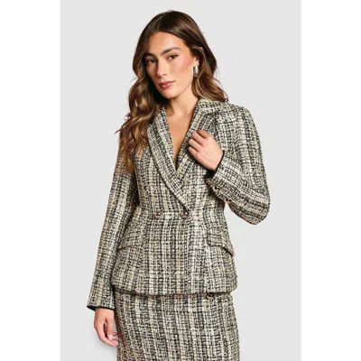 Coast Sequin Tweed Fitted Blazer In Gray