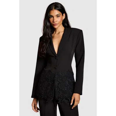 Coast Single Breasted Embroidered Lace Blazer In Black
