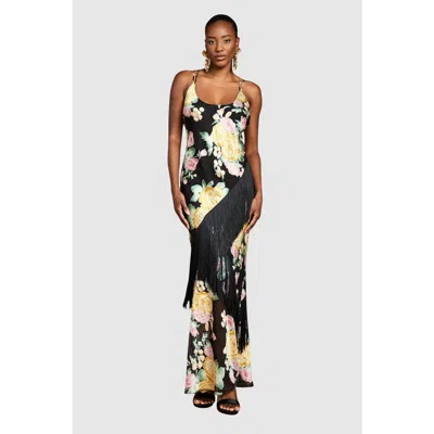 Coast Strappy Floral Fringe Maxi Dress In Black