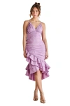 Coast Strappy Multi Ruffle Midi Dress In Purple