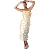 Coast Strappy Satin 3d Floral Midi Dress In Multi