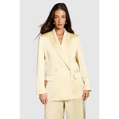 Coast Tailored Double-breasted Satin Blazer In Yellow