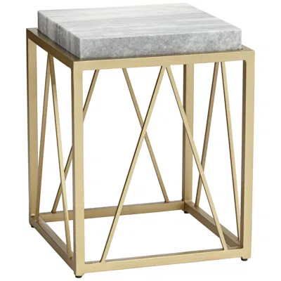 Coast To Coast Julia 15 1/2" Wide Gold And Marble Accent Table