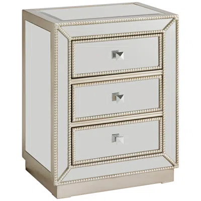 Coast To Coast Trevi 20" Wide 3-drawer Warm Antique Silver Mirrored Accent Table