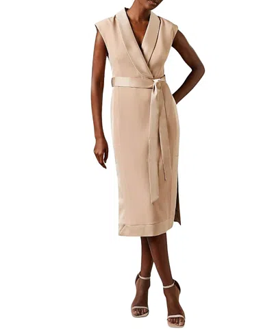 Coast Tux Satin Midi Dress In Neutral