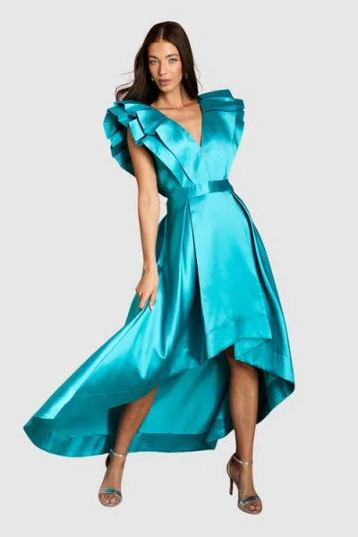 Coast V-neck High Low Midi Dress In Red