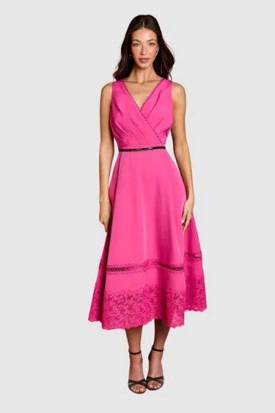 Coast V-neck Lace Midi Dress In Pink