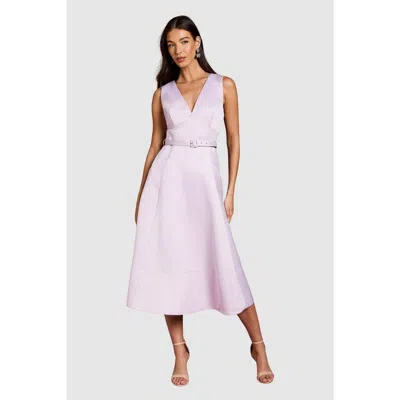 Coast V-neck Satin Midi Dress In Pink