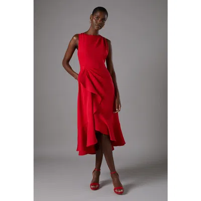 Coast Waterfall Crepe Midi Dress In Red