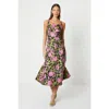 Coast Wide Strap Jacquard Midi Dress In Gold
