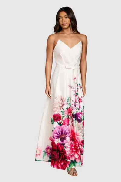 Coast Wired Bandeau Border Print Maxi Dress In White
