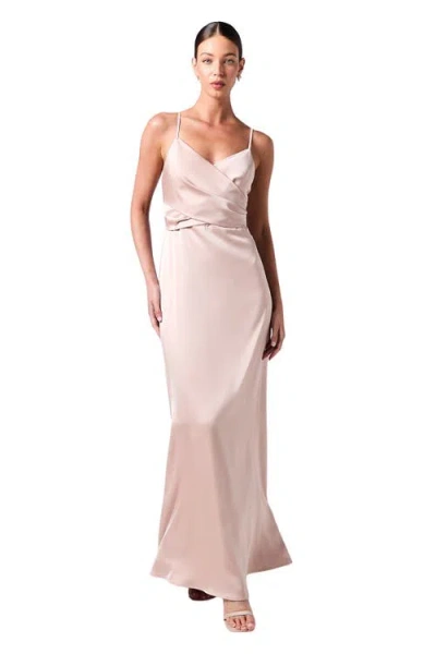 Coast Wrap Waist Satin Cami Bridesmaids Dress In Pink