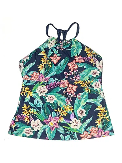 Pre-owned Coastal Blue Swimsuit Top Blue Tropical Pattern Swimwear