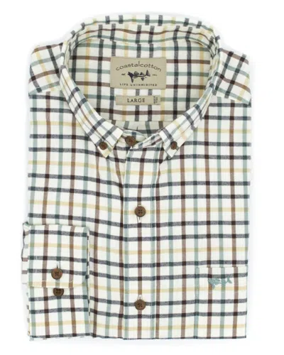 Coastal Cotton Cotton Twill Button Down In Live Oak In Multi