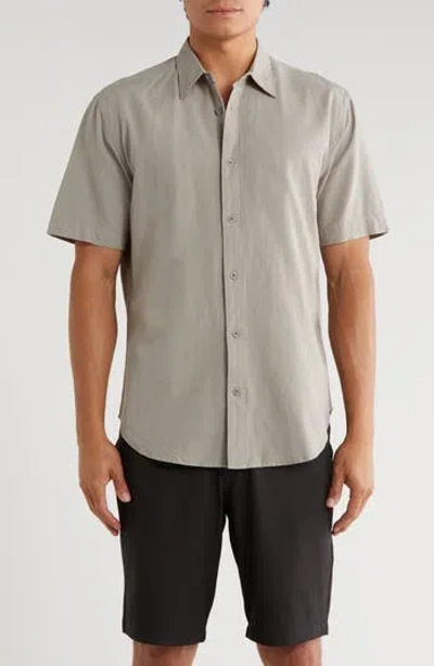 Coastaoro Aarav Short Sleeve Linen Blend Button-up Shirt In Gray