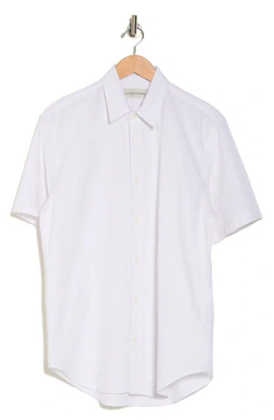 Coastaoro Aarav Short Sleeve Linen Blend Button-up Shirt In White