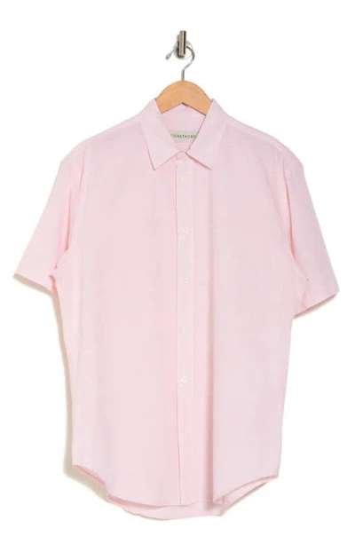 Coastaoro Dax Short Sleeve Linen Blend Button-up Shirt In Pink