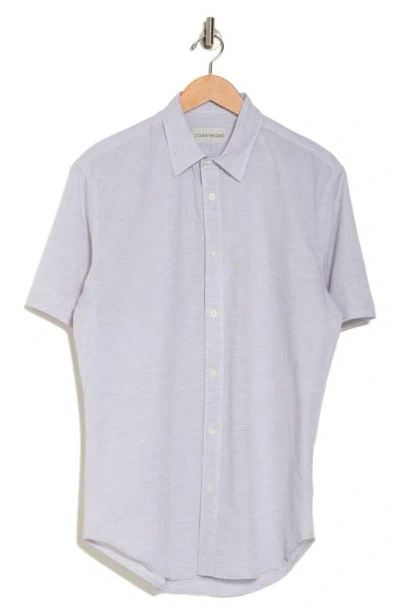 Coastaoro Dax Short Sleeve Linen Blend Button-up Shirt In Grey