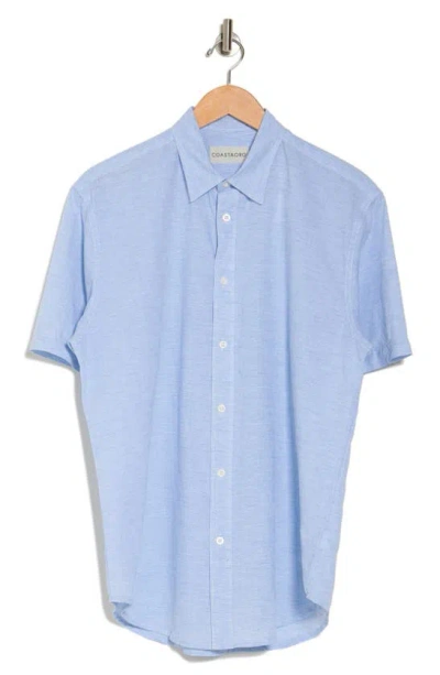 Coastaoro Dax Short Sleeve Linen Blend Button-up Shirt In Blue