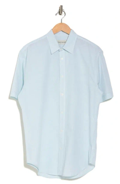 Coastaoro Dax Short Sleeve Linen Blend Button-up Shirt In Blue