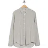 Coastaoro Linen & Cotton Blend Button-up Shirt In Gray