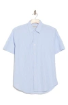 Coastaoro Niko Stripe Cotton Short Sleeve Button-up Shirt In Blue