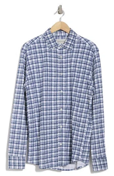 Coastaoro Porta Trim Fit Jersey Button-up Shirt In Navy