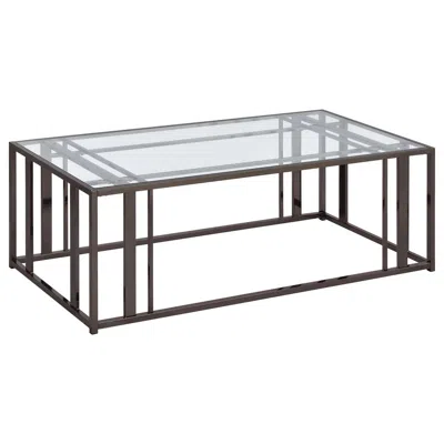 Coaster Adri Rectangular Glass Top Coffee Table Clear And Black Nickel