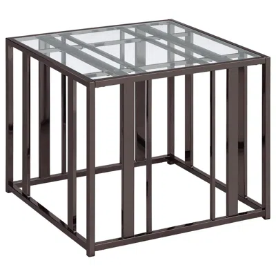 Coaster Adri Rectangular Glass Top End Table Clear And Black Nickel In Gray