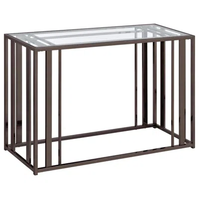 Coaster Adri Rectangular Glass Top Sofa Table Clear And Black Nickel In Brown