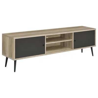 Coaster Allie 2-door Engineered Wood Tv Stand With Storage Shelf Antique Pine And Grey In Brown