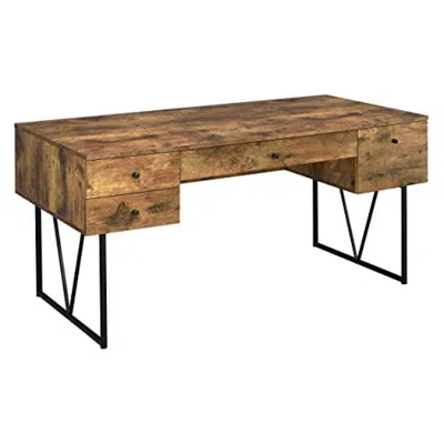Coaster Analiese 4-drawer Writing Desk Antique Nutmeg In Brown