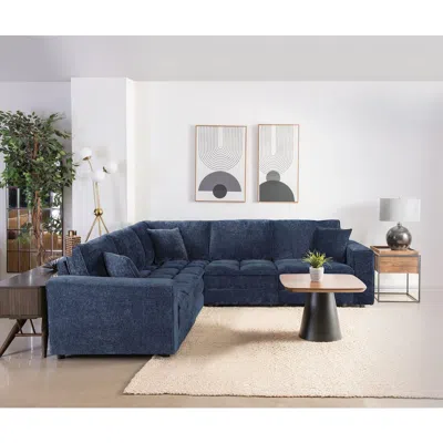 Coaster Atlantic 5-piece Upholstered Modular Sectional Sofa Blue