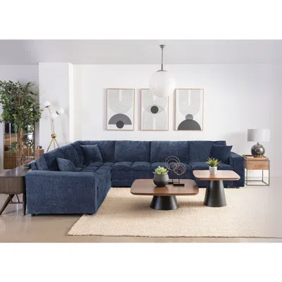 Coaster Atlantic 6-piece Upholstered Modular Sectional Sofa Blue
