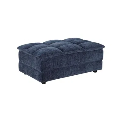 Coaster Atlantic Corduroy Upholstered Rectangular Ottoman Blue
