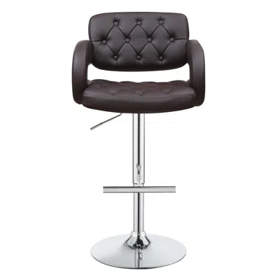 Coaster Brandi Adjustable Bar Stool Chrome And Brown In Black