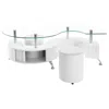 Coaster Buckley Curved Glass Top Coffee Table With Stools White High Gloss