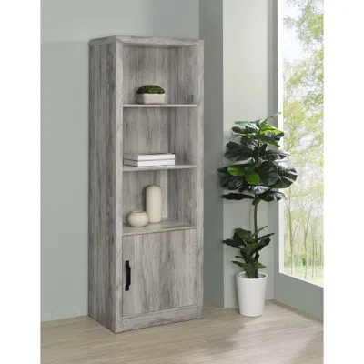 Coaster Burke 3-shelf Media Tower With Storage Cabinet Grey Driftwood In Brown