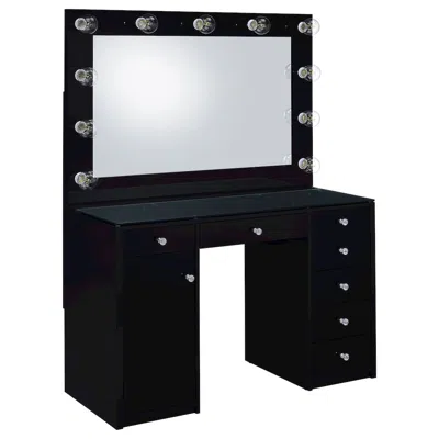 Coaster Co. Of America Acena 7-drawer Vanity Set With Lighting Black High Gloss
