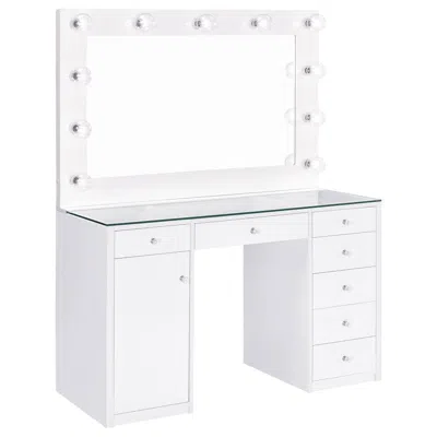 Coaster Co. Of America Acena 7-drawer Vanity Set With Lighting White High Gloss