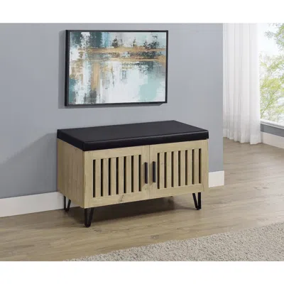 Coaster Co. Of America Addie 2-door Padded Entryway Shoe Storage Bench White Oak