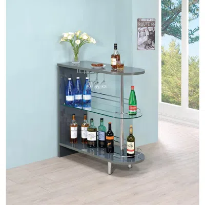 Coaster Co. Of America Adolfo 3-tier Bar Table Glossy Grey And Clear
