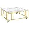 Coaster Co. Of America Adri Square Glass Top Coffee Table With Casters Matte Brass In Gold