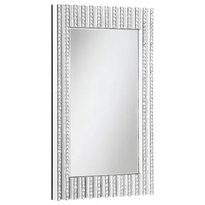 Coaster Co. Of America Aideen Rectangular Wall Mirror With Vertical Stripes Of Faux Crystals In Metallic