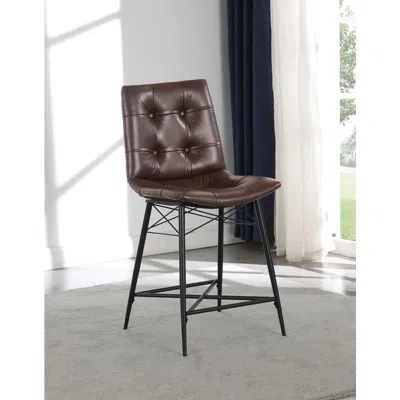 Coaster Co. Of America Aiken Upholstered Tufted Counter Height Stools Brown (set Of 2)
