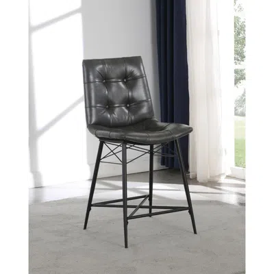 Coaster Co. Of America Aiken Upholstered Tufted Counter Height Stools Grey (set Of 2) In Black