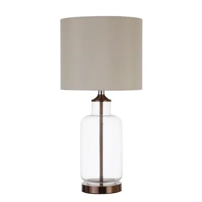 Coaster Co. Of America Aisha Drum Shade Table Lamp Creamy Beige And Clear In Transparent